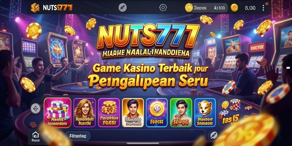 Screenshot dari gameplay seru NUTS777 yang menampilkan berbagai permainan kasino.