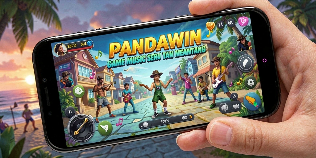 Screenshot gameplay PANDAWIN menunjukkan pemain menikmati permainan musik.