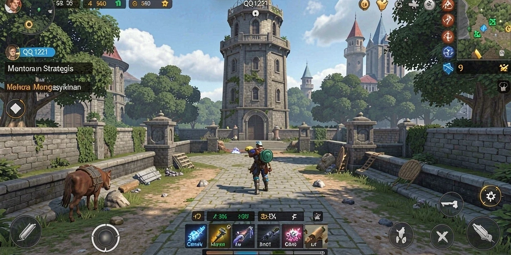 Tampilan gameplay menara pertahanan yang mendebarkan dan strategis.