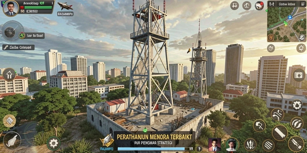 Tampilan gameplay yang mendebarkan dalam <strong>RAJAMPO</strong> dengan strategi menara.