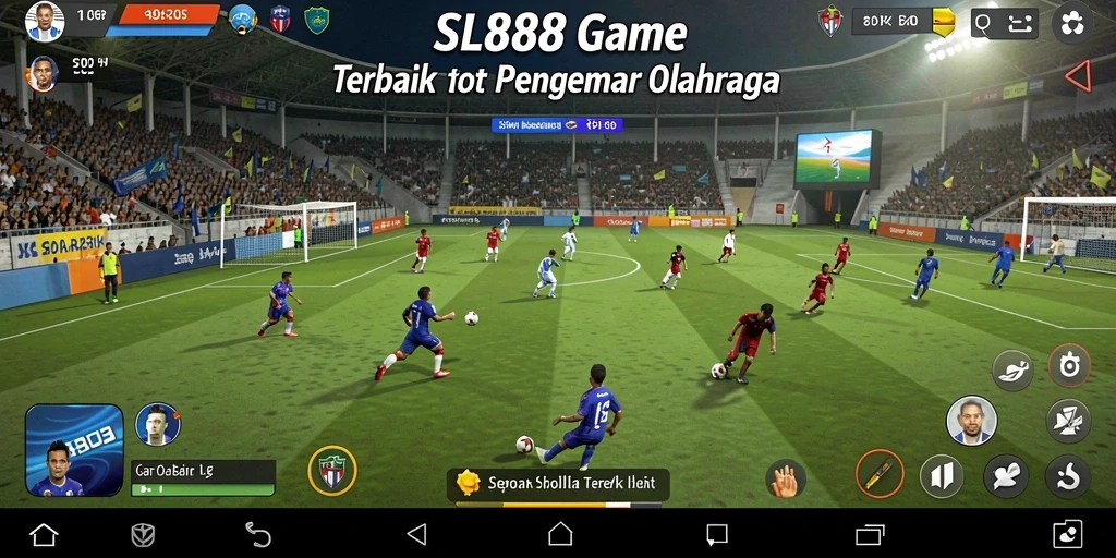 Screenshot gameplay <strong>SL888</strong> yang menampilkan aksi seru di lapangan sepak bola.