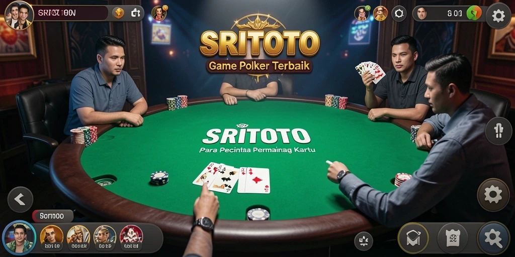 Screenshot utama SRITOTO menampilkan gameplay poker yang mendebarkan.