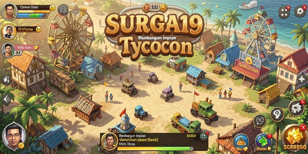 Screenshot gameplay <strong>SURGA19</strong> menampilkan aksi membangun dan mengelola bisnis.